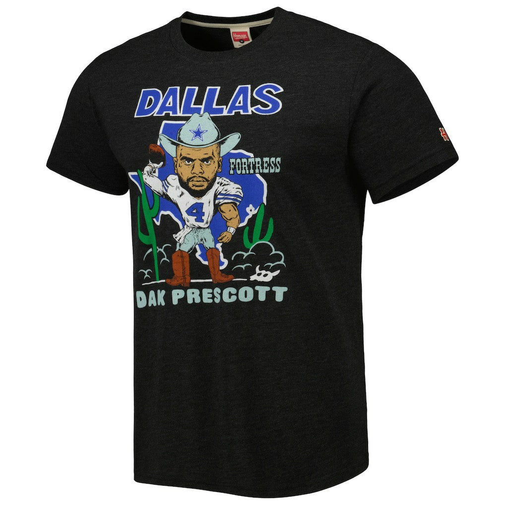 Dak Prescott Dallas Cowboys Homage Unisex Caricature Player Tri-Blend T-Shirt - Heather Black on sale