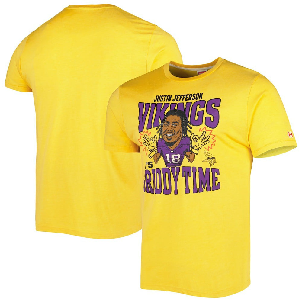 Justin Jefferson Minnesota Vikings Homage Unisex Caricature Player Tri-Blend T-Shirt - Gold discount