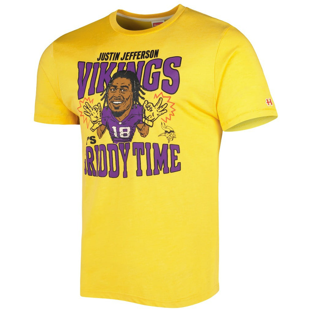 Justin Jefferson Minnesota Vikings Homage Unisex Caricature Player Tri-Blend T-Shirt - Gold discount