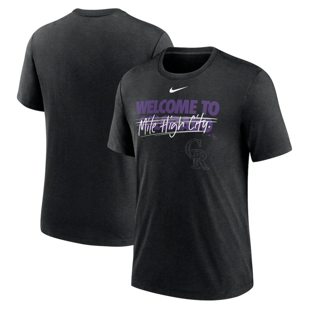 Colorado Rockies Home Spin Tri-Blend T-Shirt Heather Black