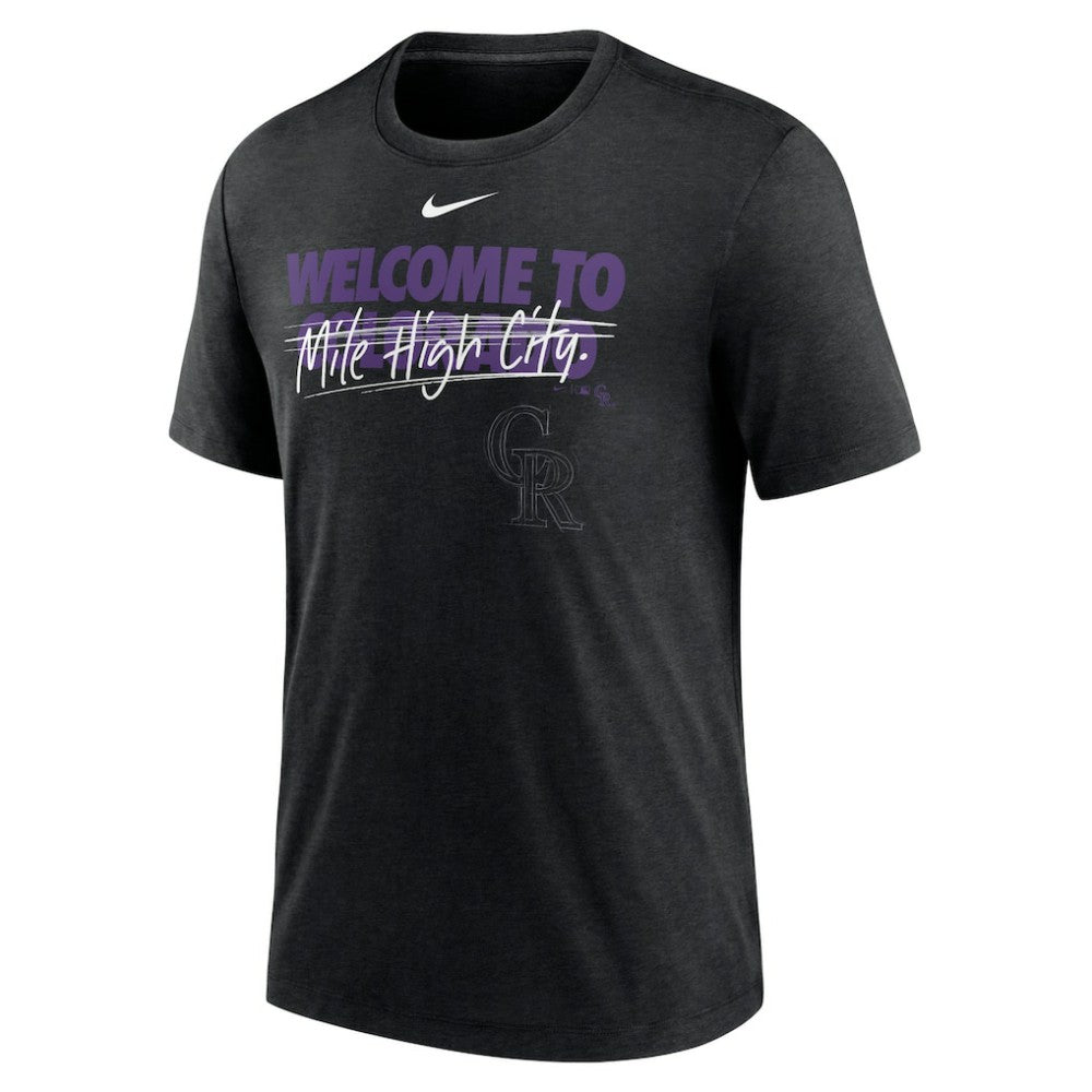 Colorado Rockies Home Spin Tri-Blend T-Shirt Heather Black