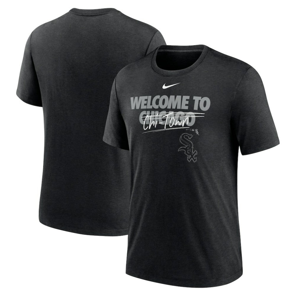 Chicago White Sox Home Spin Tri-Blend T-Shirt Heather Black