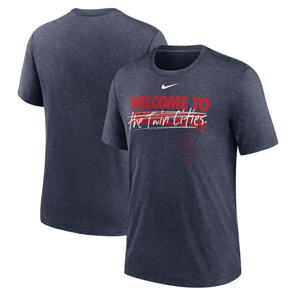 Minnesota Twins Home Spin Tri-Blend T-Shirt Heather Navy