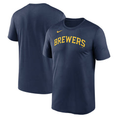 Milwaukee Brewers New Legend Wordmark Dri-FIT T-Shirt Navy