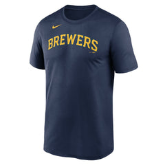 Milwaukee Brewers New Legend Wordmark Dri-FIT T-Shirt Navy