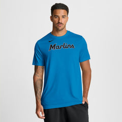 Miami Marlins New Legend Wordmark Dri-FIT T-Shirt Light Blue