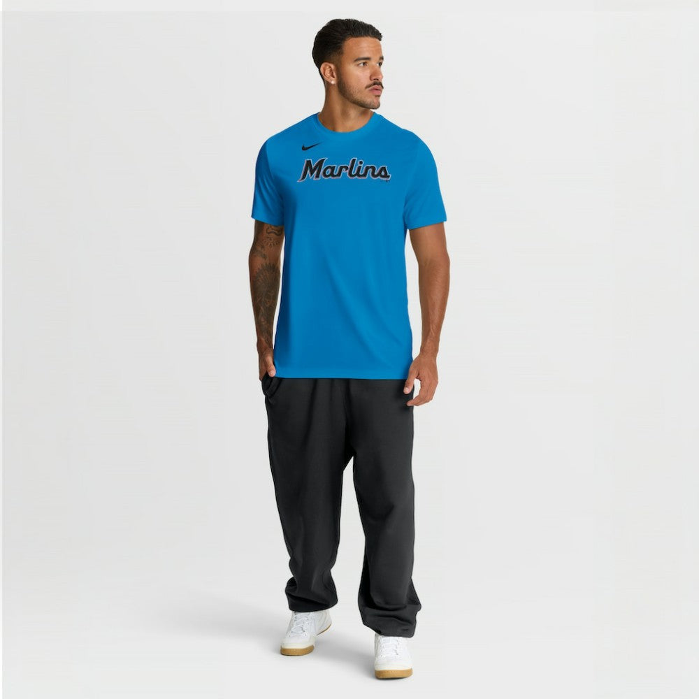 Miami Marlins New Legend Wordmark Dri-FIT T-Shirt Light Blue