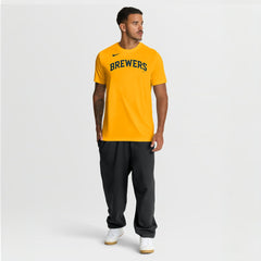 Milwaukee Brewers New Legend Wordmark Dri-FIT T-Shirt Gold
