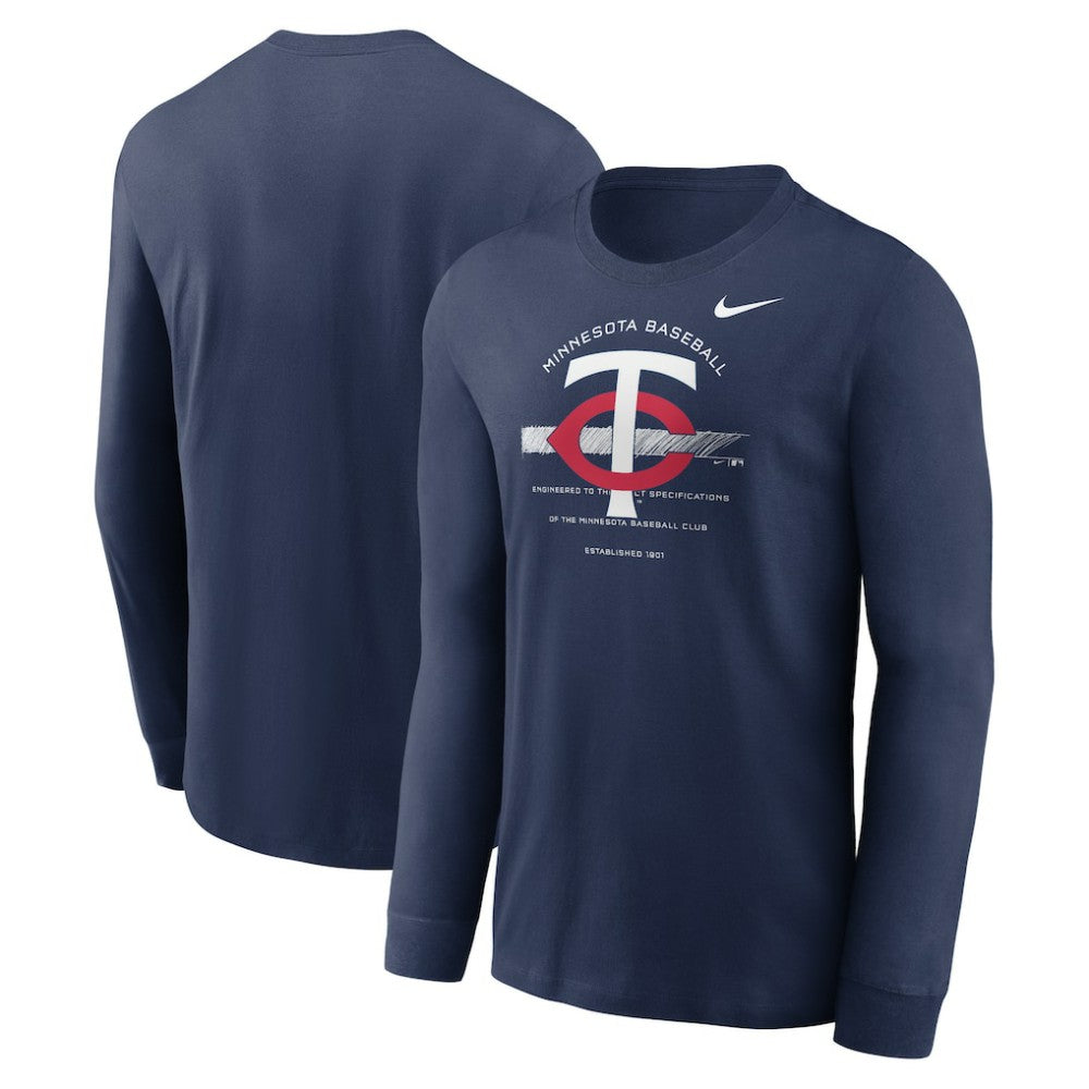 Minnesota Twins Over Arch Performance Long Sleeve T-Shirt Navy