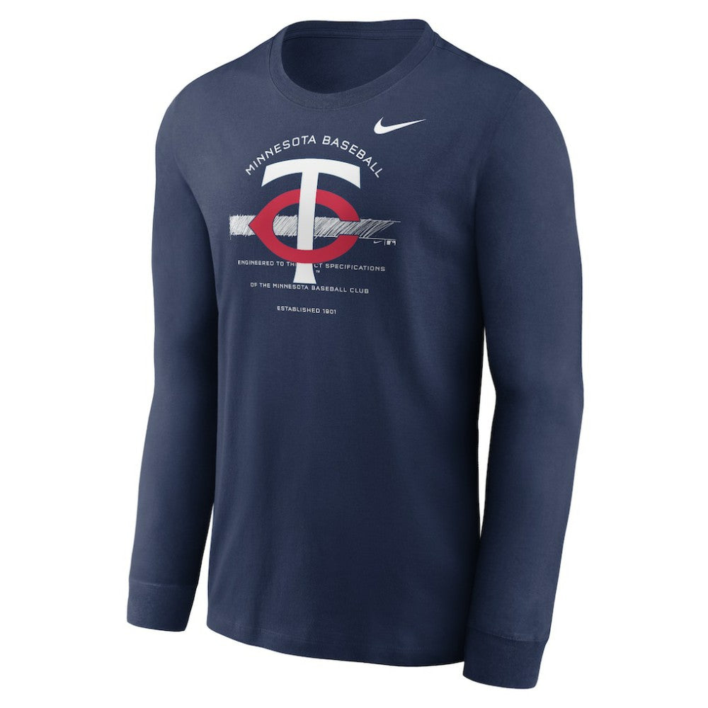 Minnesota Twins Over Arch Performance Long Sleeve T-Shirt Navy