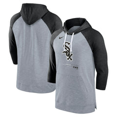 Chicago White Sox Baseball Raglan 3/4-Sleeve Pullover Hoodie Heather Gray/Heather Black