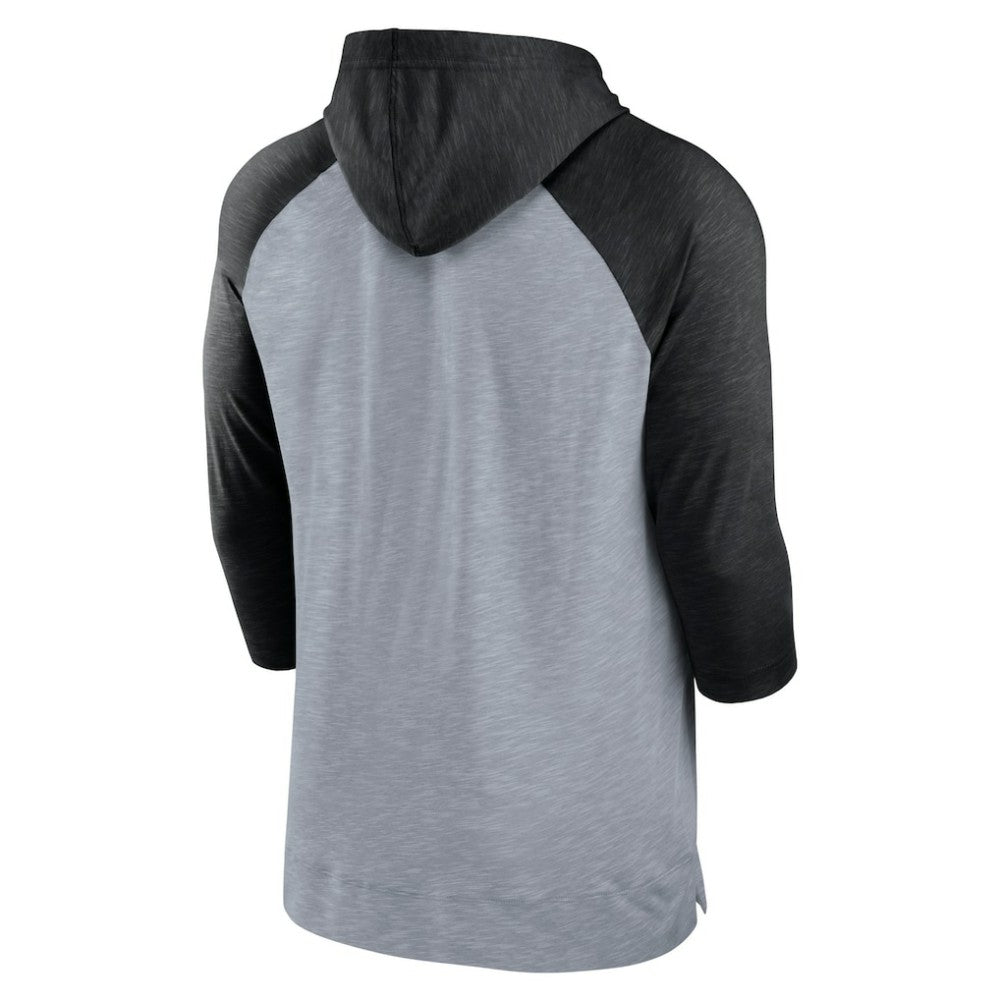 Chicago White Sox Baseball Raglan 3/4-Sleeve Pullover Hoodie Heather Gray/Heather Black