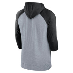 Chicago White Sox Baseball Raglan 3/4-Sleeve Pullover Hoodie Heather Gray/Heather Black
