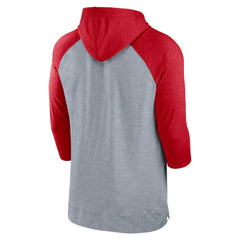 St. Louis Cardinals Baseball Raglan 3/4-Sleeve Pullover Hoodie Heather Gray/Heather Red