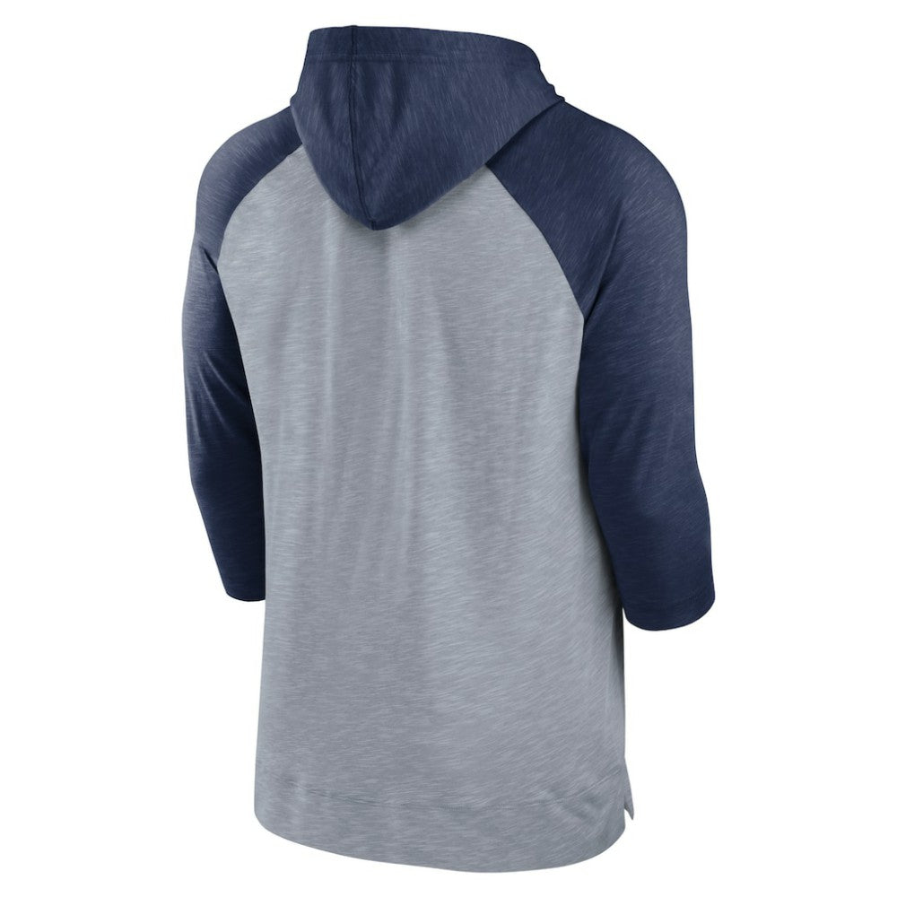 Washington Nationals Baseball Raglan 3/4-Sleeve Pullover Hoodie Heather Gray/Heather Navy