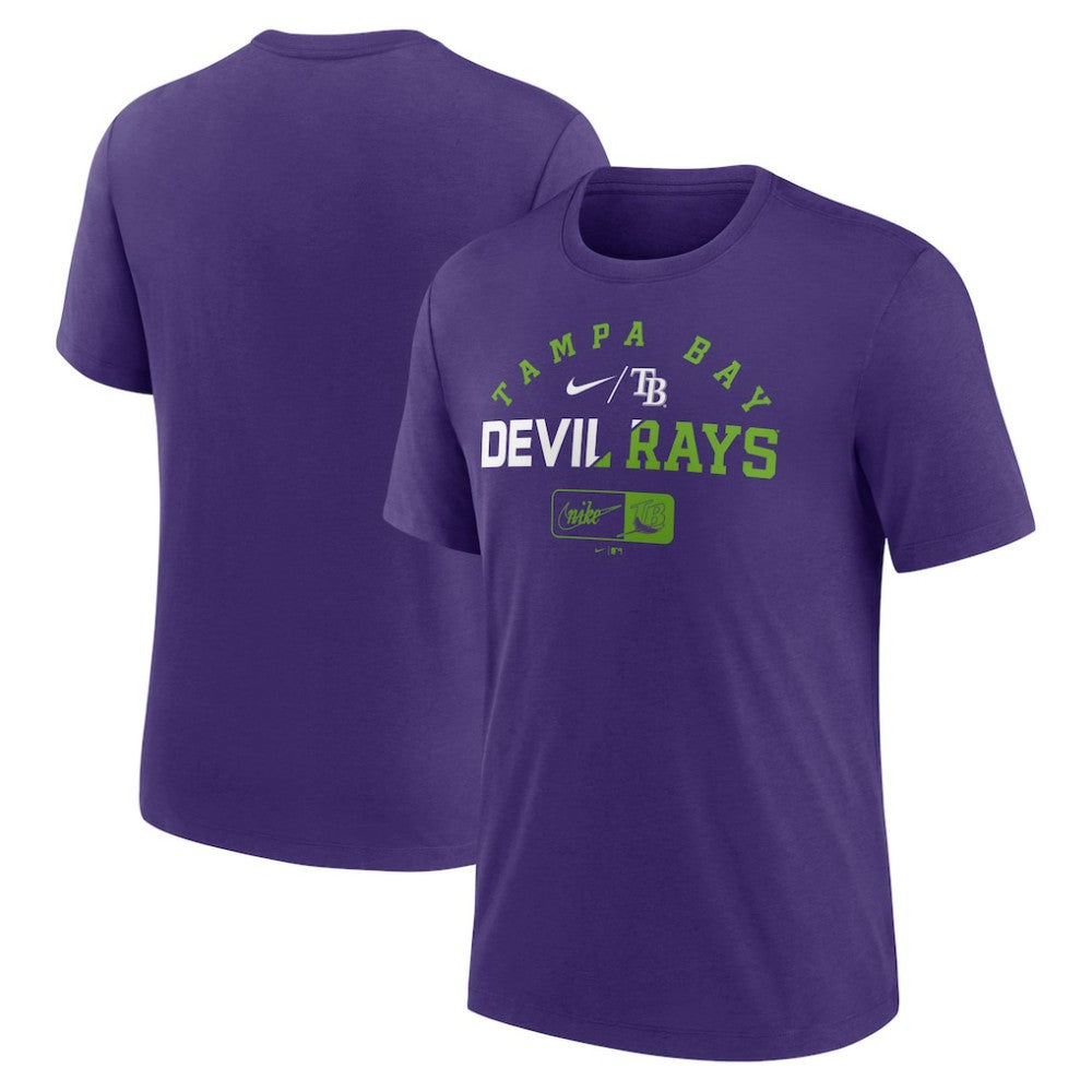 Tampa Bay Rays Rewind Review Slash Tri-Blend T-Shirt Heather Purple