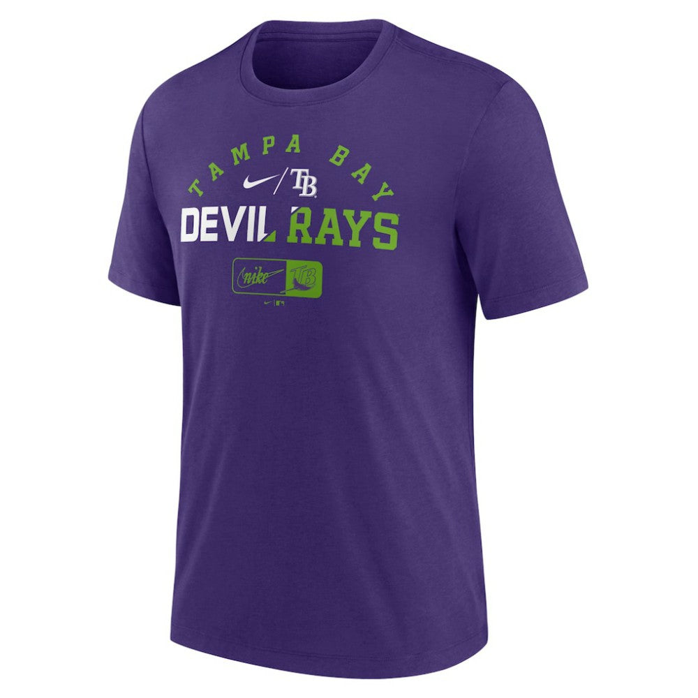 Tampa Bay Rays Rewind Review Slash Tri-Blend T-Shirt Heather Purple