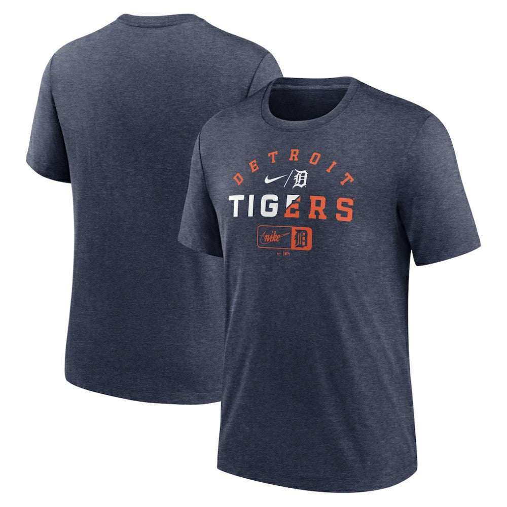 Detroit Tigers Rewind Review Slash Tri-Blend T-Shirt Heather Navy