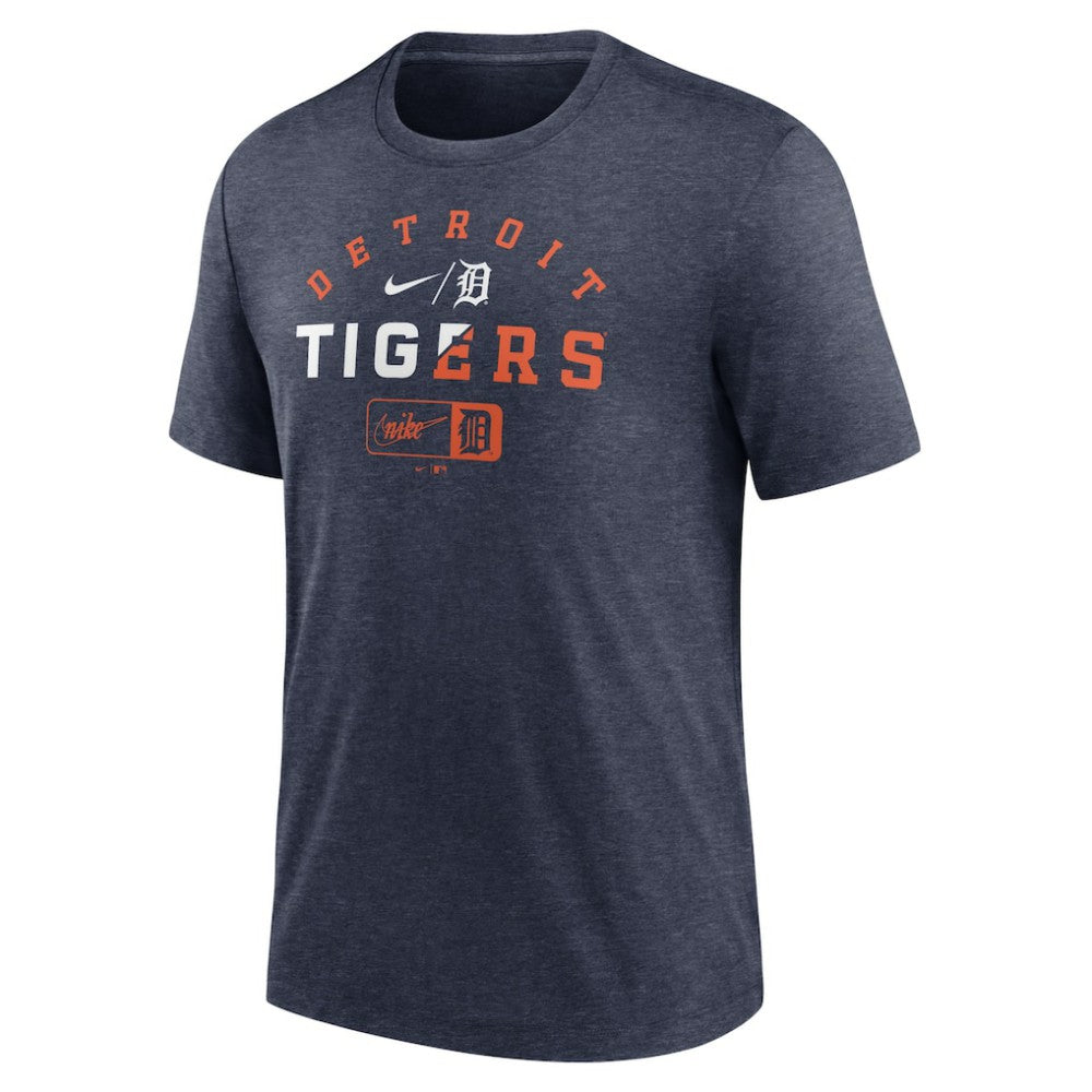 Detroit Tigers Rewind Review Slash Tri-Blend T-Shirt Heather Navy