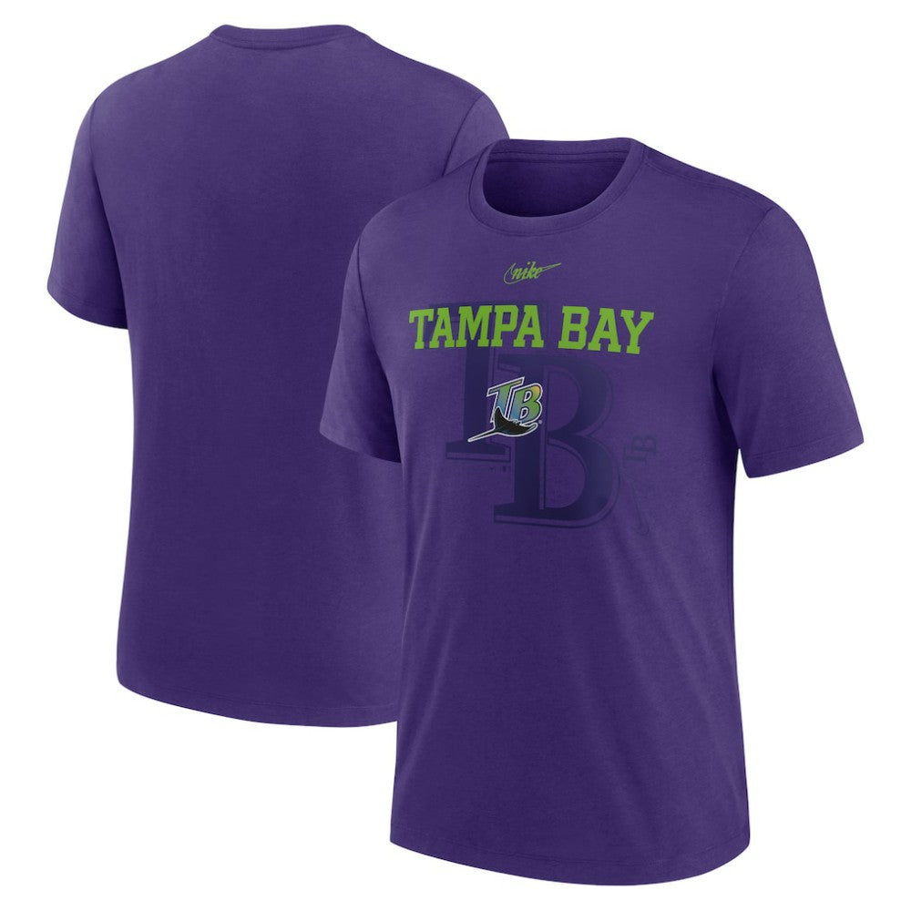 Tampa Bay Rays Rewind Retro Tri-Blend T-Shirt Purple