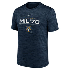 Milwaukee Brewers Wordmark Velocity Performance T-Shirt Navy