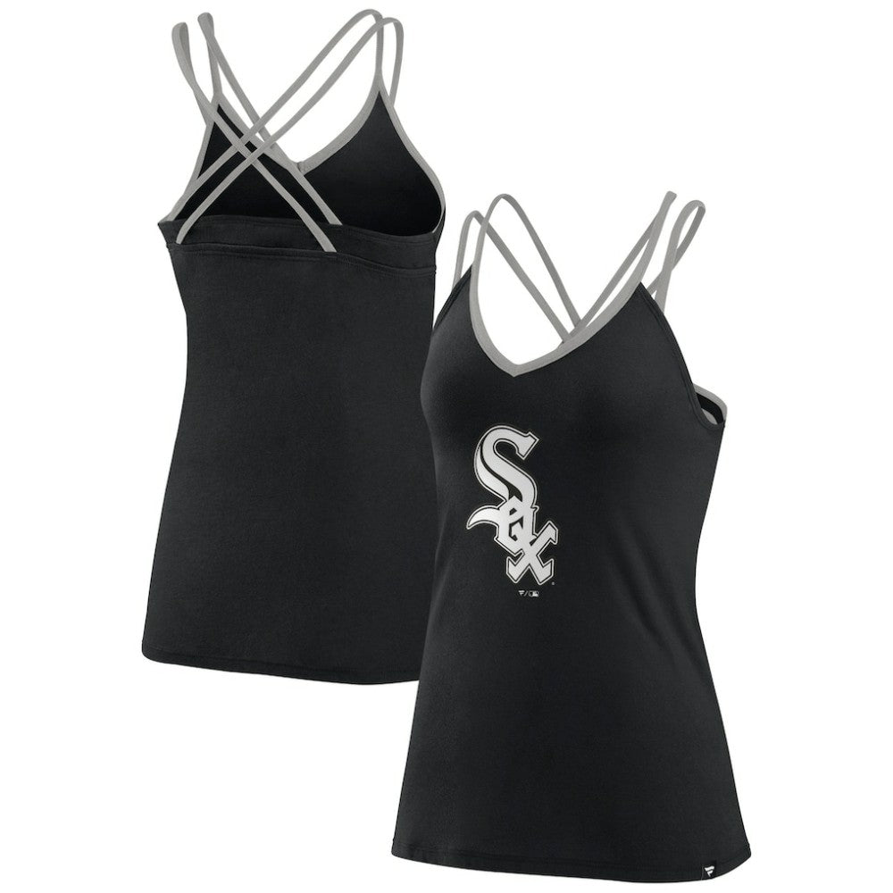 Chicago White Sox Women's Barrel It Up Cross Back V-Neck Tank Top Black