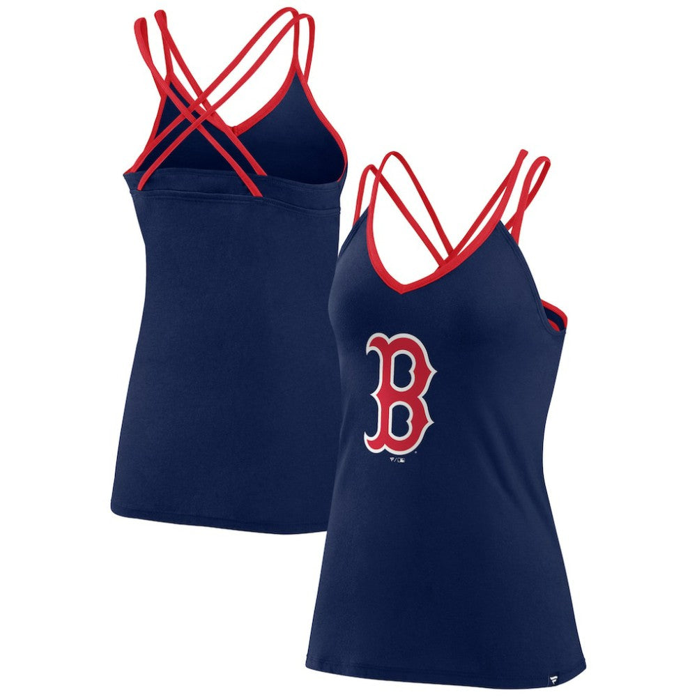 Boston Red Sox Women's Barrel It Up Cross Back V-Neck Tank Top Navy
