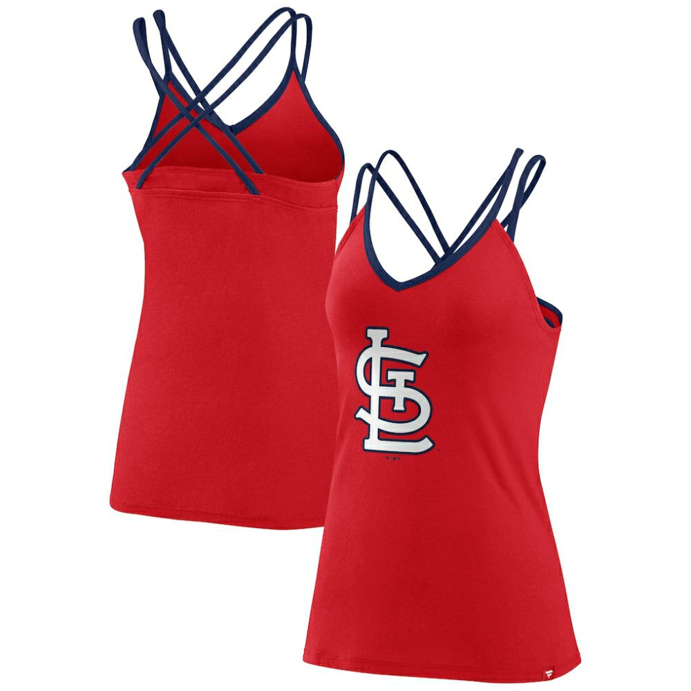 St. Louis Cardinals Women's Barrel It Up Cross Back V-Neck Tank Top Red