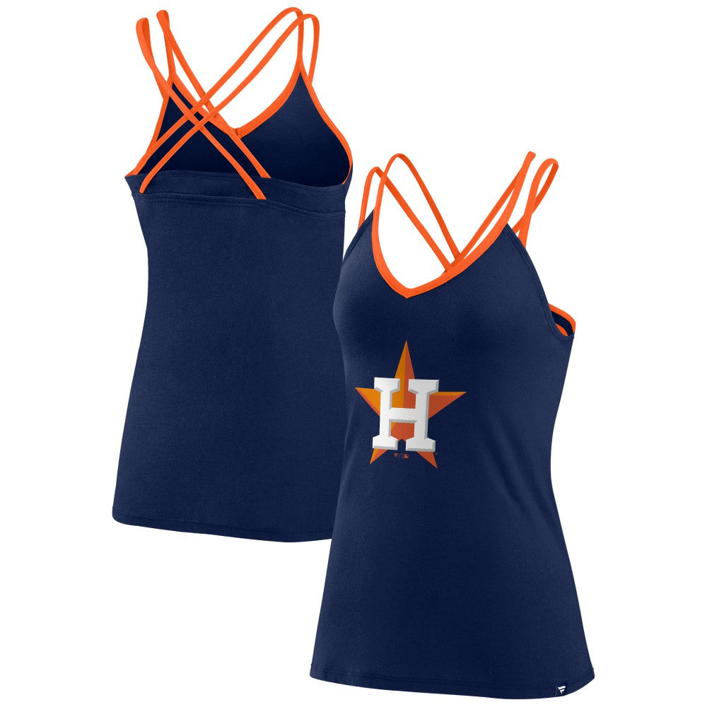 Houston Astros Women's Barrel It Up Cross Back V-Neck Tank Top Navy