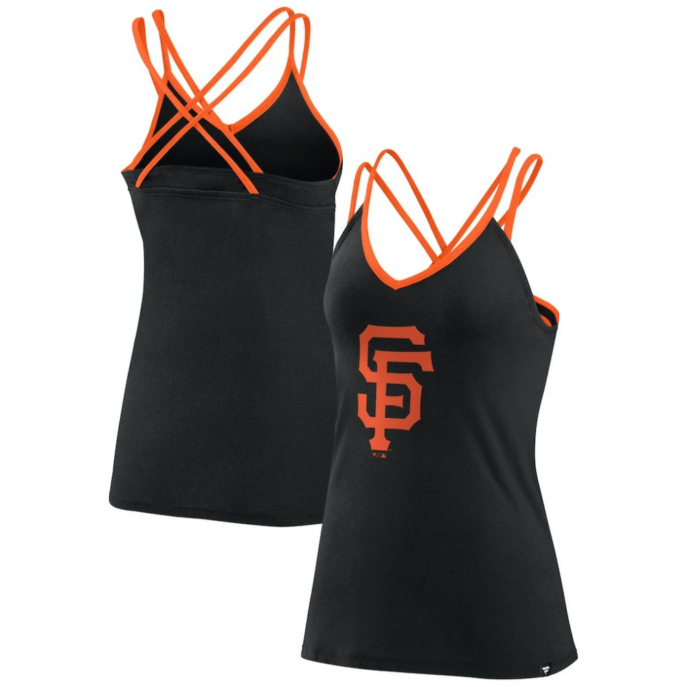 San Francisco Giants Women's Barrel It Up Cross Back V-Neck Tank Top Black
