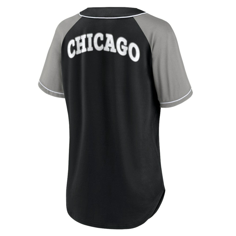 Chicago White Sox Women's Ultimate Style Raglan V-Neck T-Shirt Black