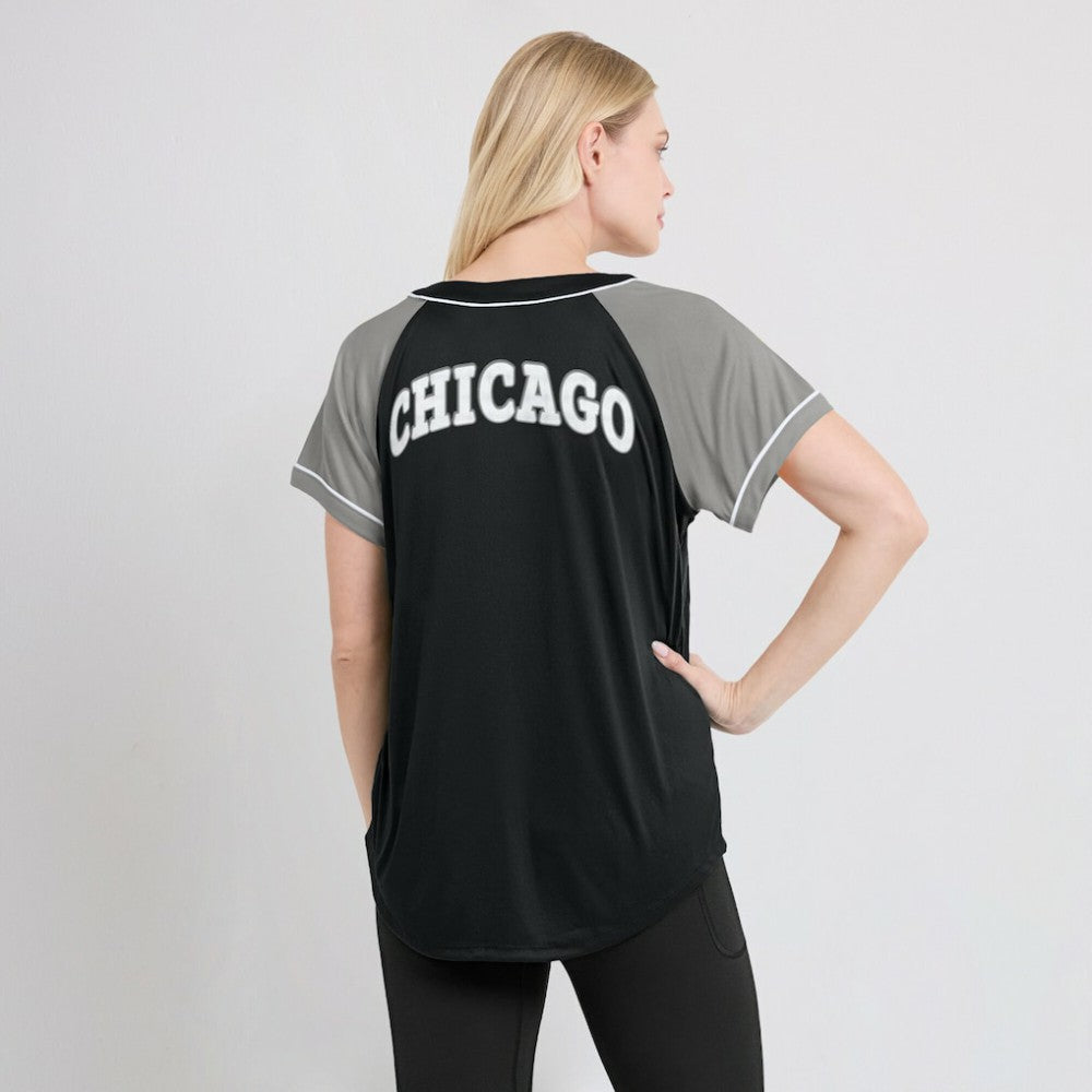 Chicago White Sox Women's Ultimate Style Raglan V-Neck T-Shirt Black