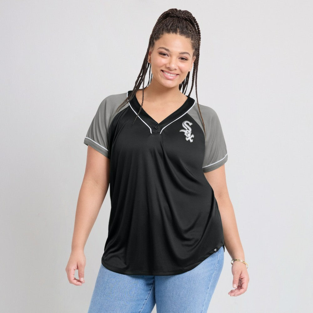 Chicago White Sox Women's Ultimate Style Raglan V-Neck T-Shirt Black