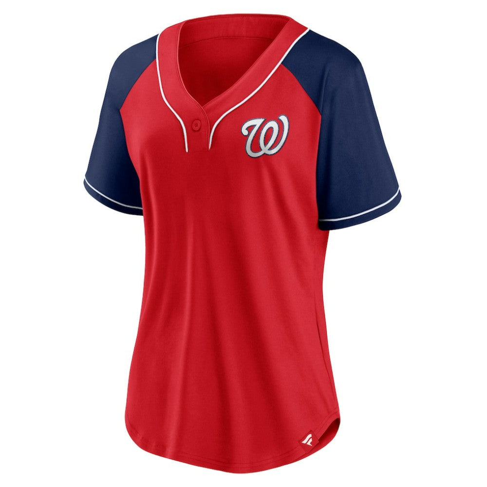 Washington Nationals Women's Ultimate Style Raglan V-Neck T-Shirt Red
