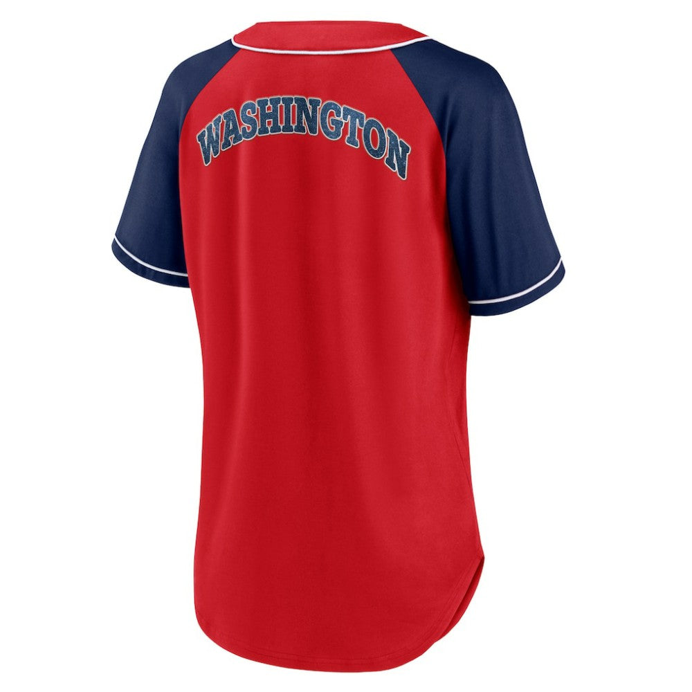 Washington Nationals Women's Ultimate Style Raglan V-Neck T-Shirt Red