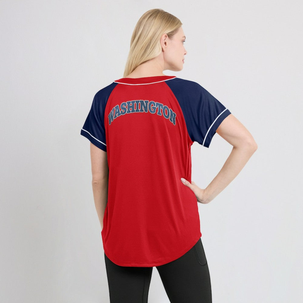 Washington Nationals Women's Ultimate Style Raglan V-Neck T-Shirt Red