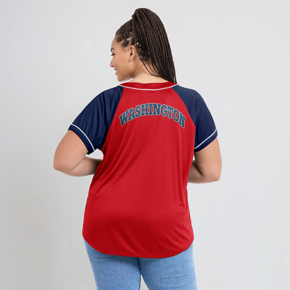 Washington Nationals Women's Ultimate Style Raglan V-Neck T-Shirt Red