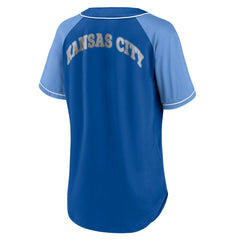 Kansas City Royals Women's Ultimate Style Raglan V-Neck T-Shirt Royal