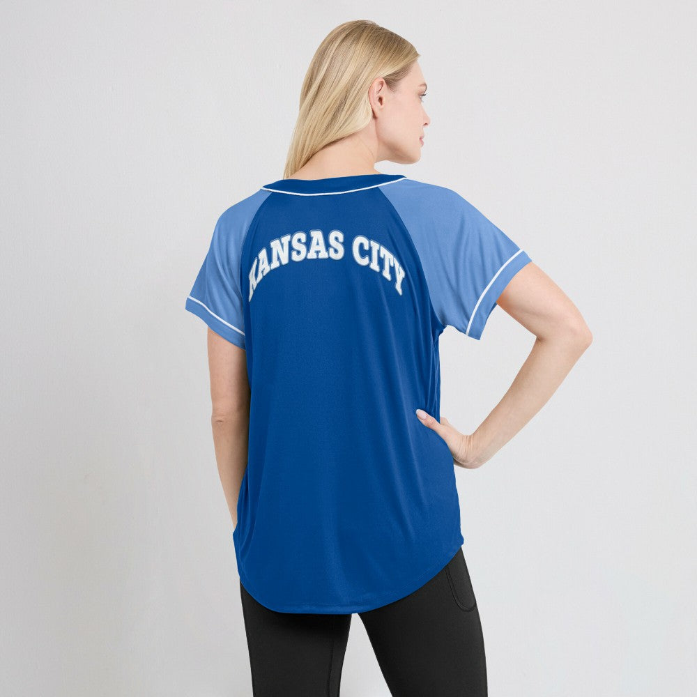 Kansas City Royals Women's Ultimate Style Raglan V-Neck T-Shirt Royal