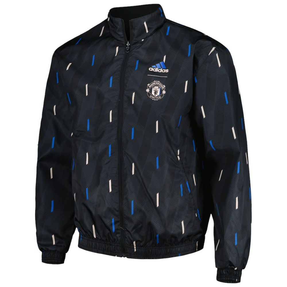 Manchester United 2022/23 On-Field Team Logo Anthem Reversible Full-Zip Jacket - Black shop