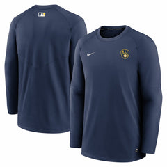 Milwaukee Brewers Authentic Collection Logo Performance Long Sleeve T-Shirt Navy
