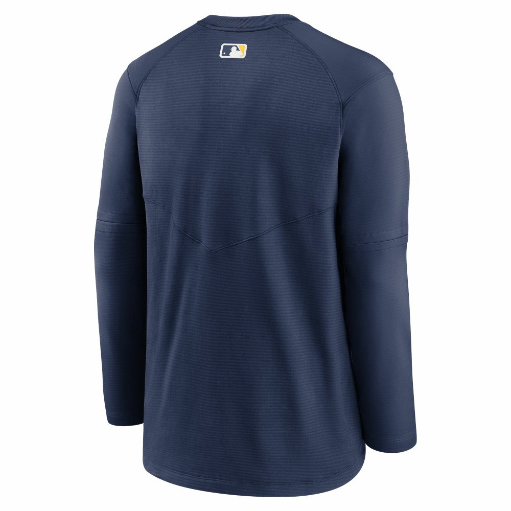 Milwaukee Brewers Authentic Collection Logo Performance Long Sleeve T-Shirt Navy