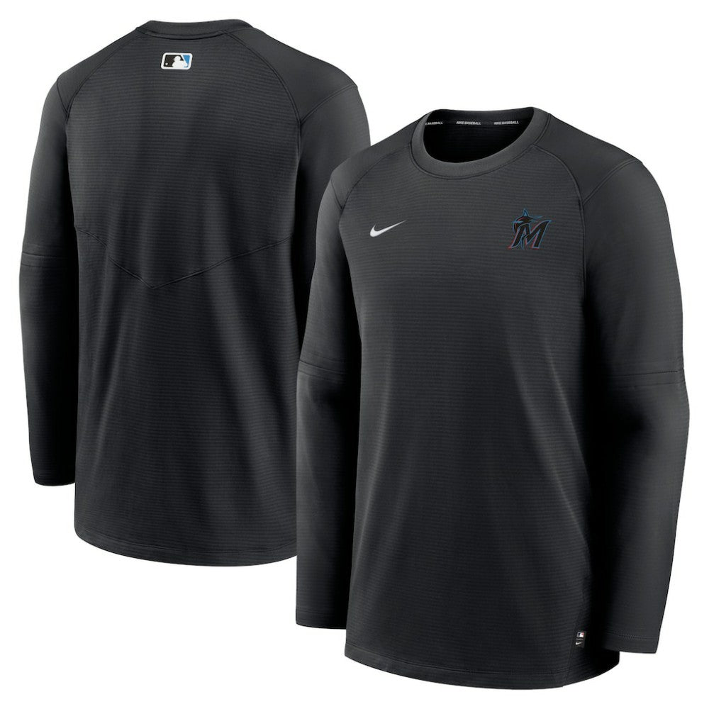 Miami Marlins Authentic Collection Logo Performance Long Sleeve T-Shirt Black