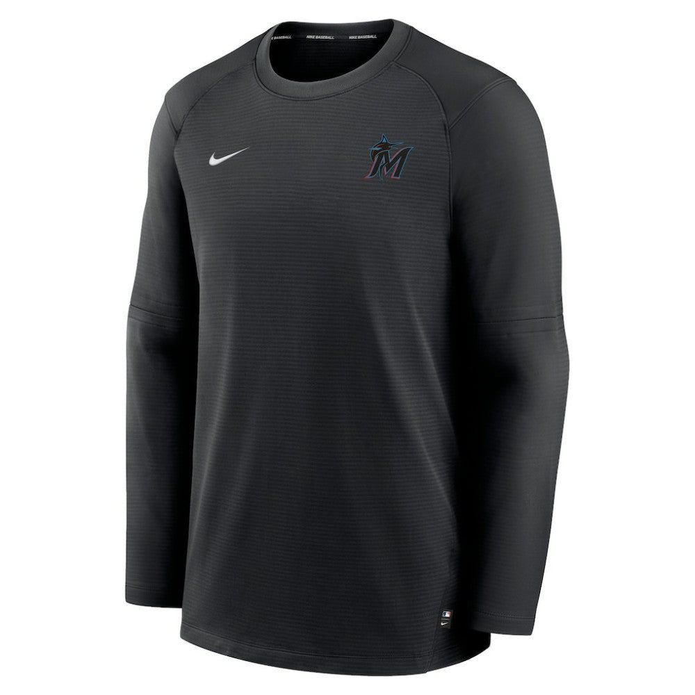 Miami Marlins Authentic Collection Logo Performance Long Sleeve T-Shirt Black
