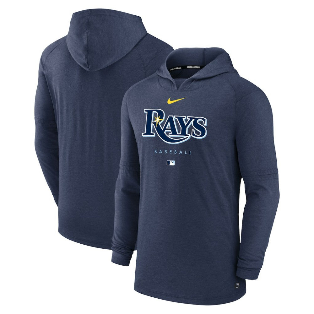 Tampa Bay Rays Authentic Collection Lightweight Dri-FIT Hooded Pullover Heather Navy