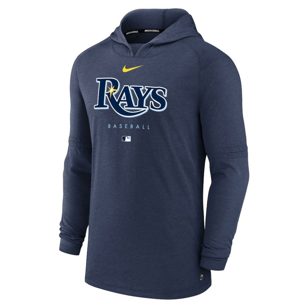 Tampa Bay Rays Authentic Collection Lightweight Dri-FIT Hooded Pullover Heather Navy
