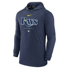 Tampa Bay Rays Authentic Collection Lightweight Dri-FIT Hooded Pullover Heather Navy