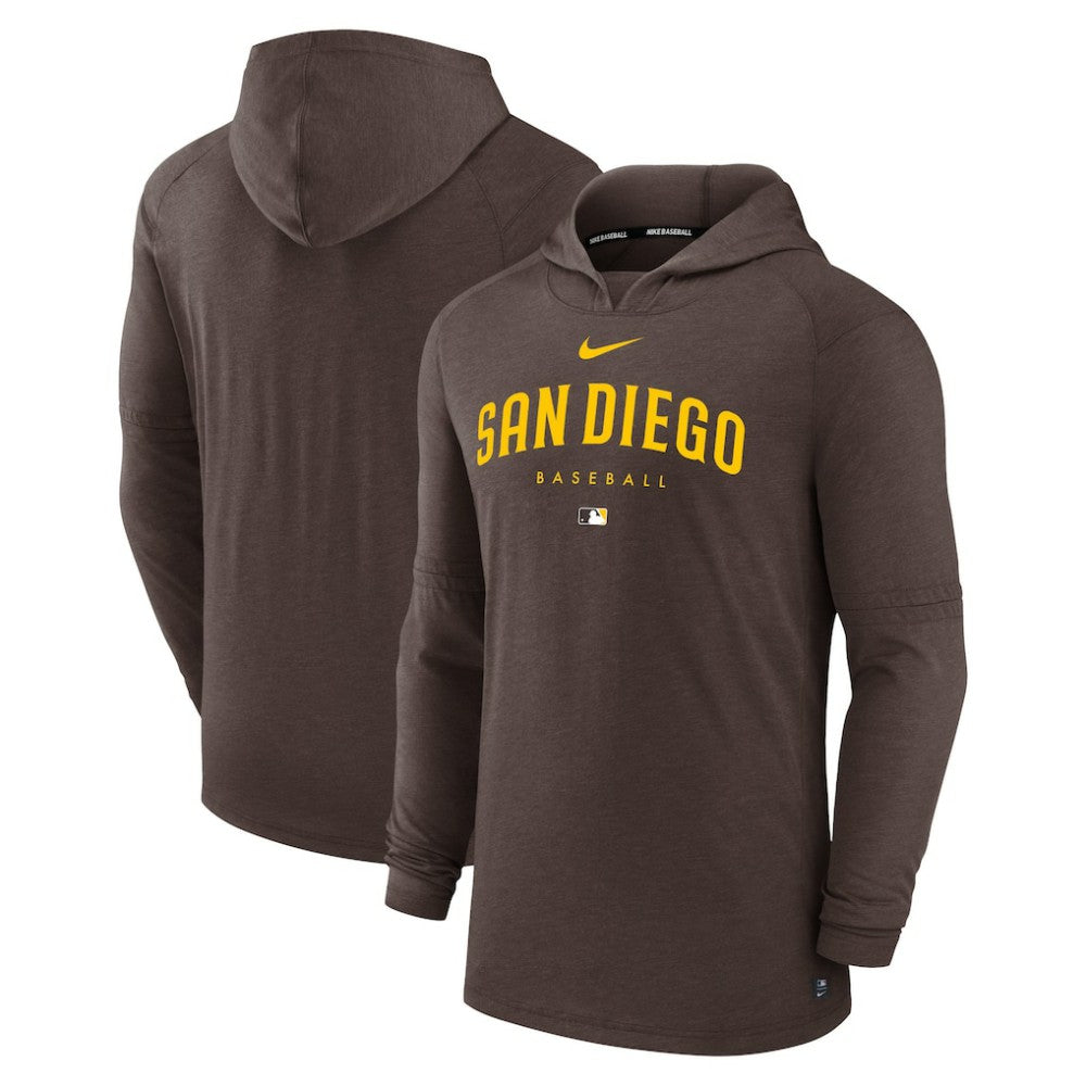 San Diego Padres Authentic Collection Lightweight Dri-FIT Hooded Pullover Brown