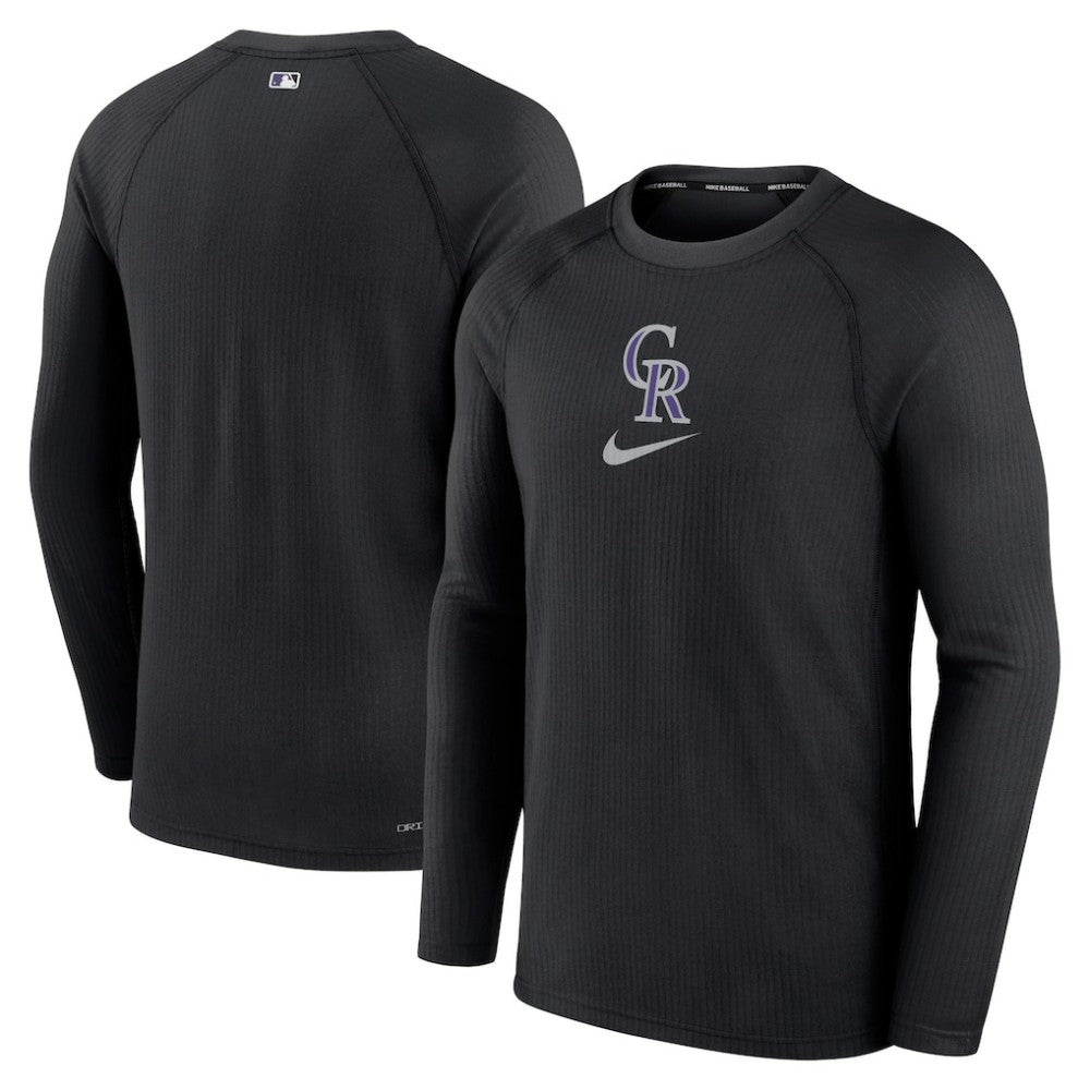 Colorado Rockies Authentic Collection Game Raglan Performance Long Sleeve T-Shirt Black