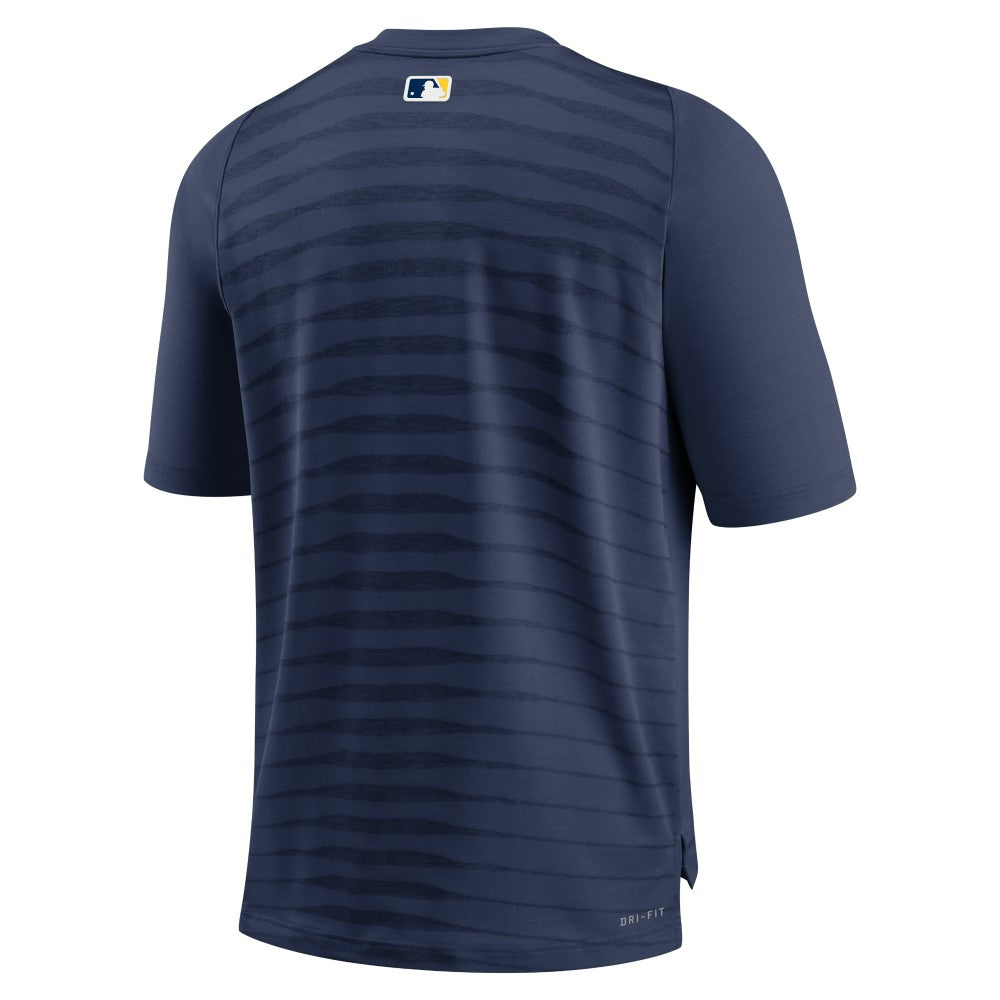 Milwaukee Brewers Authentic Collection Pregame Raglan Performance V-Neck T-Shirt Navy
